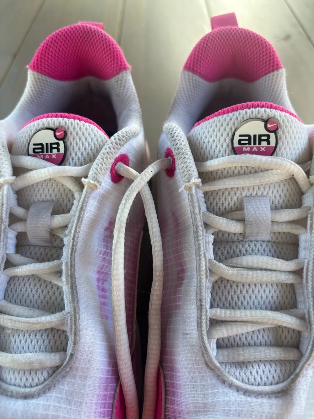 Nike White and Hot Pink Air Max Sneakers